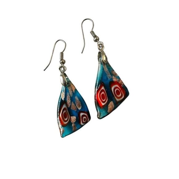 Blue glass drop earrings - Picture 1 of 8